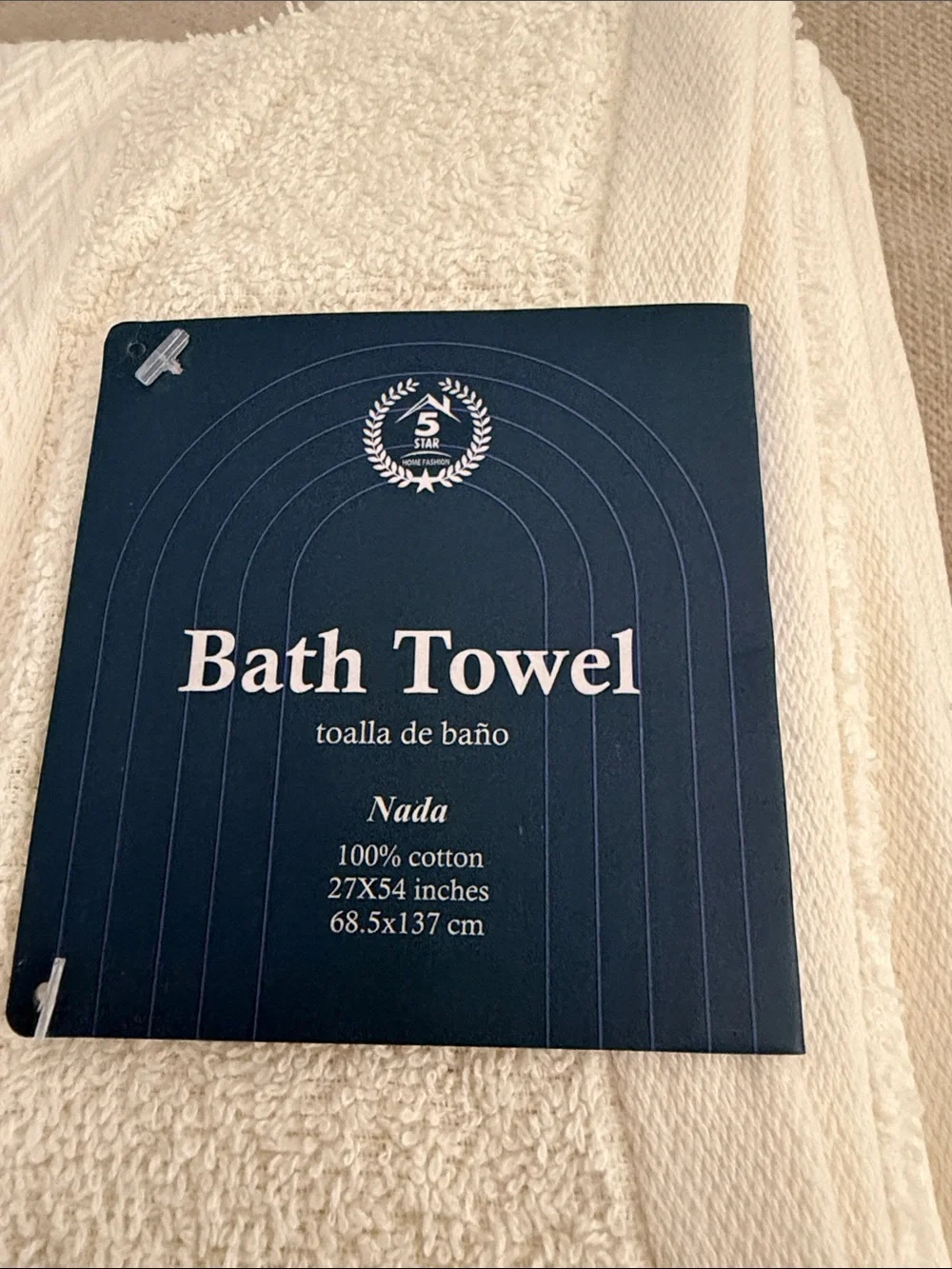 3 Ada Ivory Bath Towel with Chevron Accent